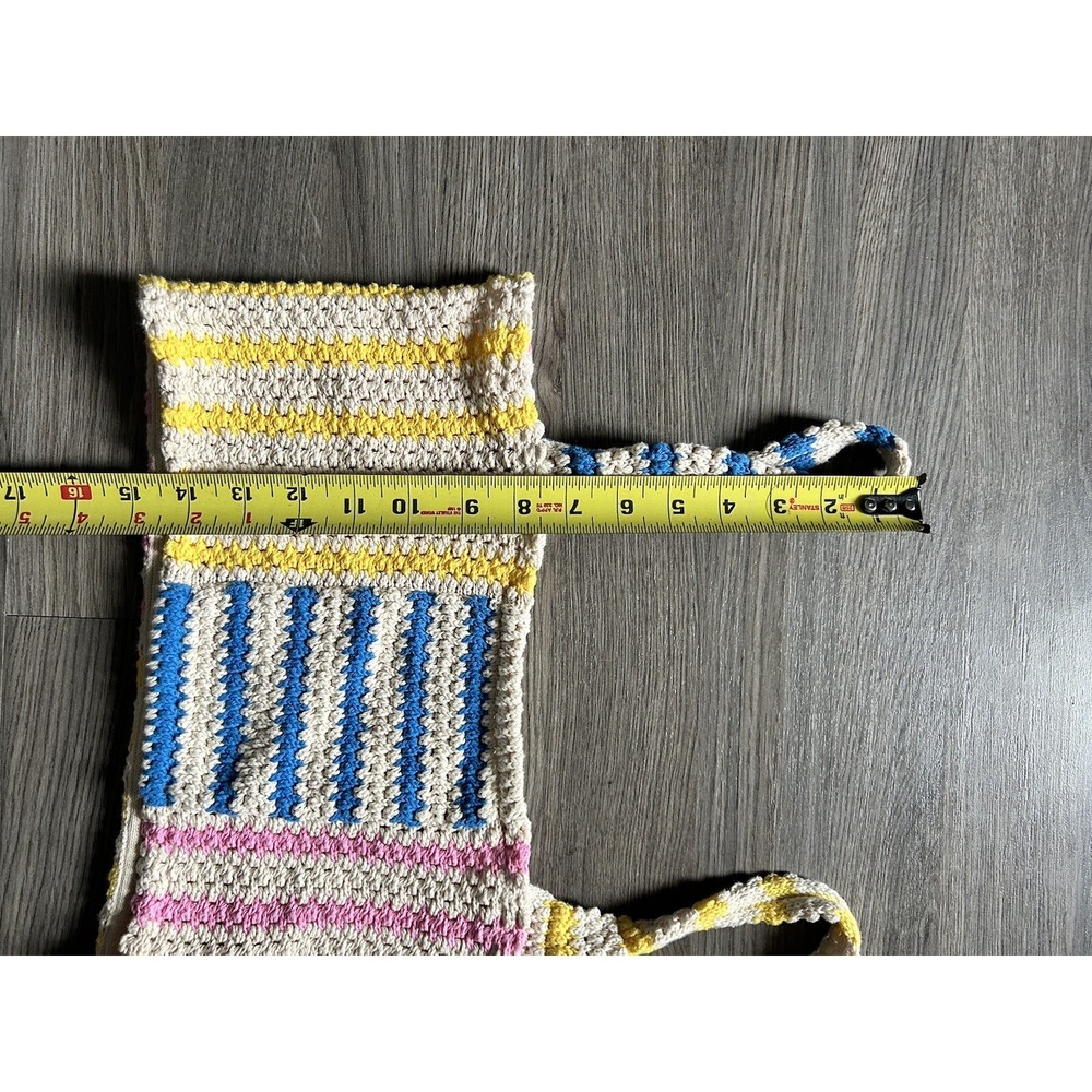 Zara Multi Color Crochet Striped Knit Crop Top Medium Tank 100% Cotton Summer - Picture 7 of 7